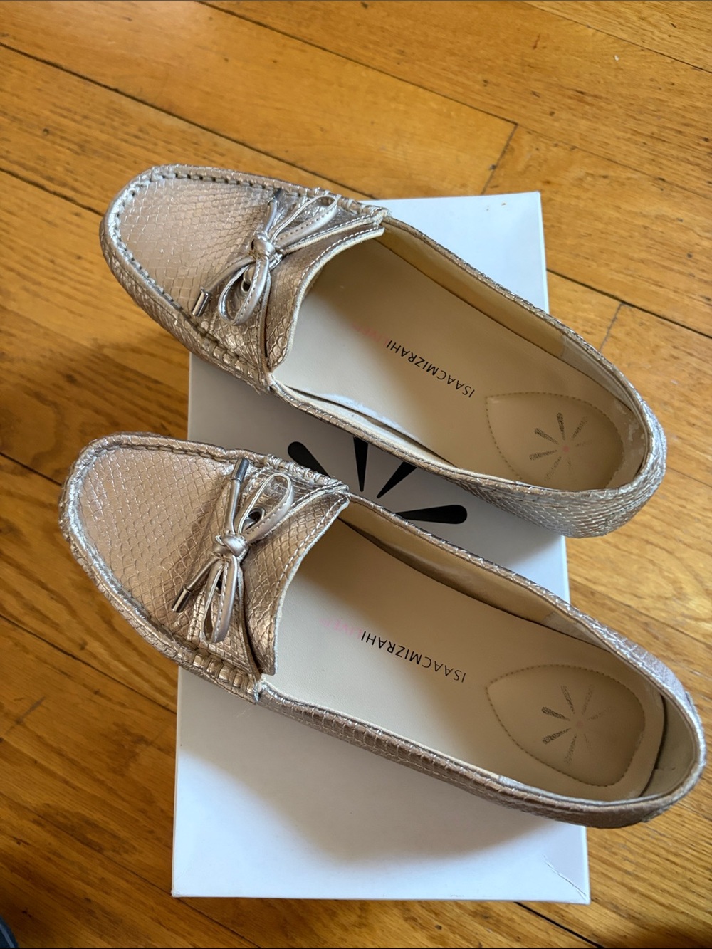 Isaac Mizrahi Metallic Gold Loafers